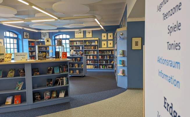 Binnenaanzicht openbare bibliotheek Alte Pfortmühle in Hameln